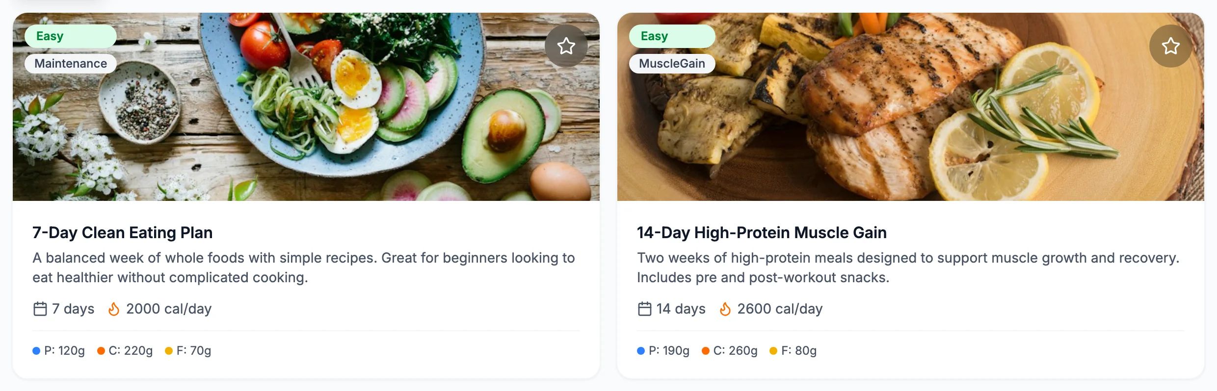 VegaLoop meal plans: 7-Day Clean Eating Plan and 14-Day High-Protein Muscle Gain